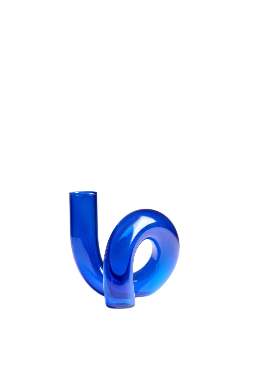 Vase Verre Bleu Sculptural par Otoko