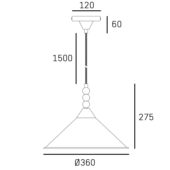 Suspension Ashford — Abat-Jour Conique par Cosmolight Suspension Ashford — Abat-Jour Conique en situation