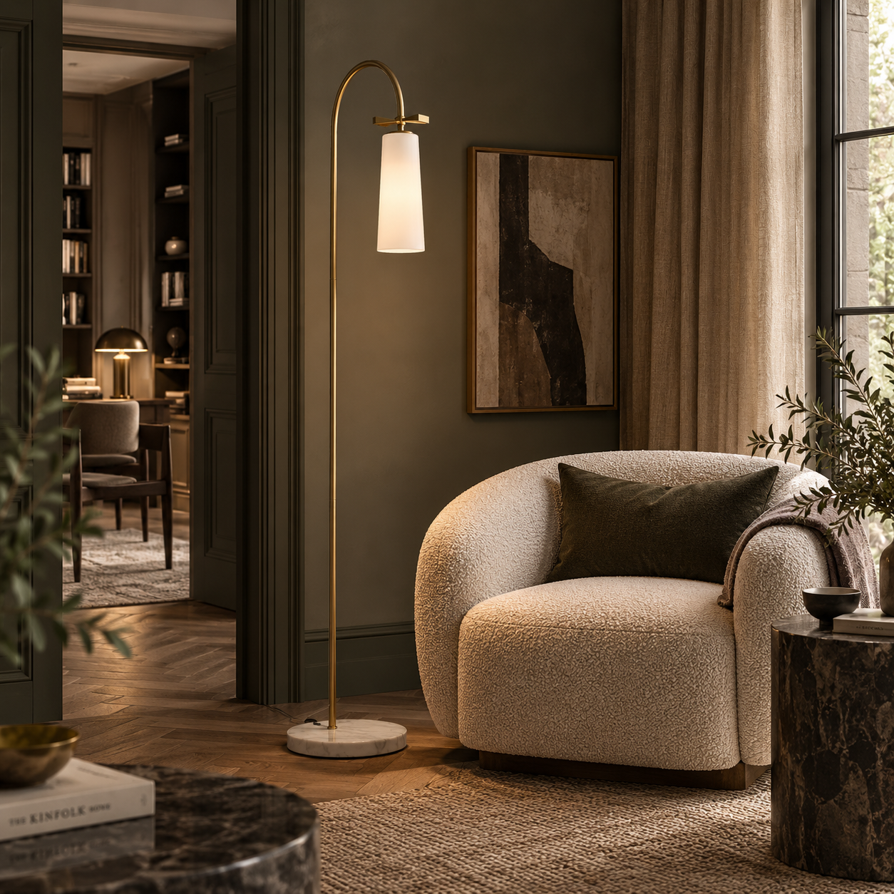 Lampadaire Bow — Pied Marbre et Nœud Papillon en situation