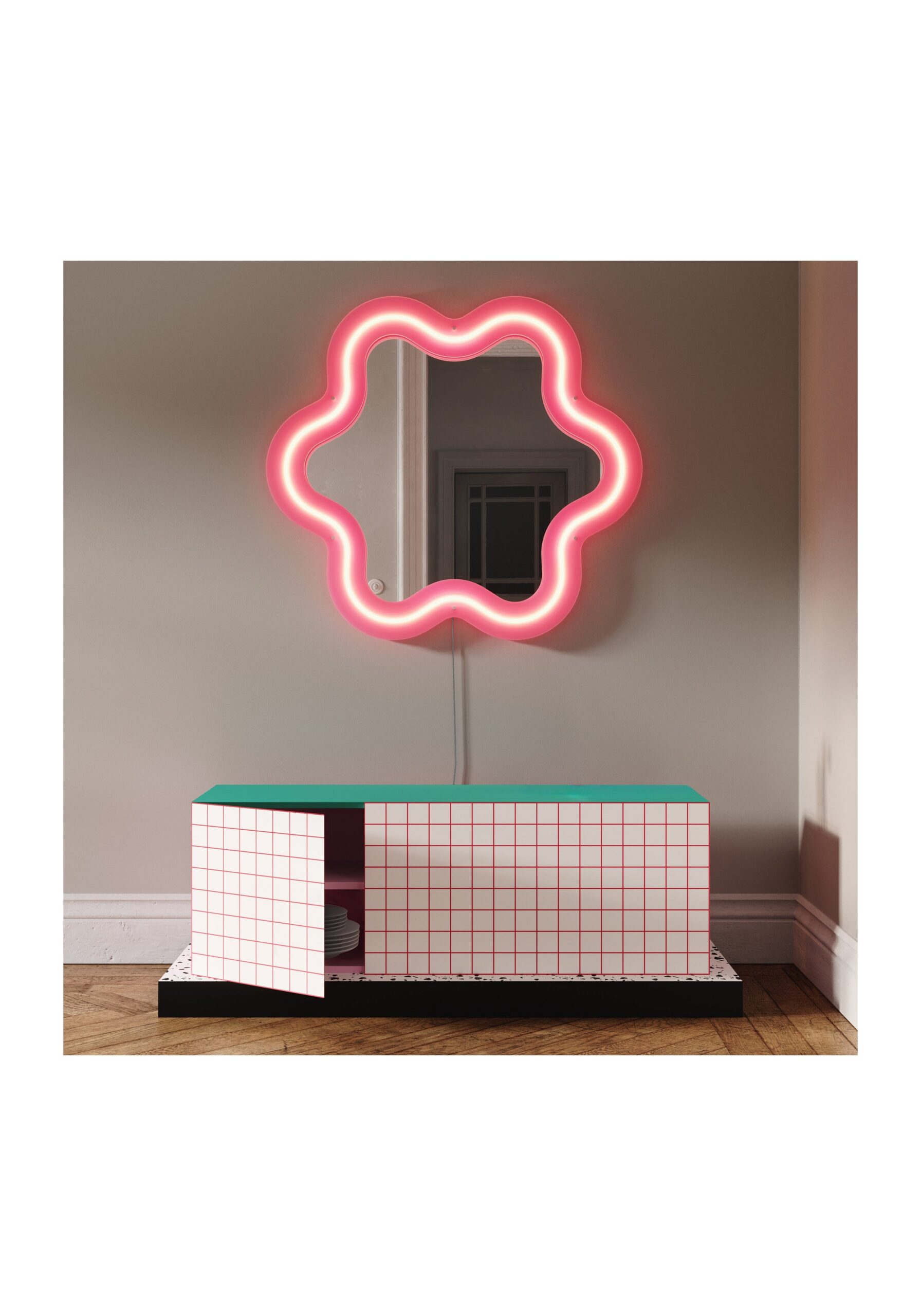 détail buffet vintage Super Red Grid Seletti