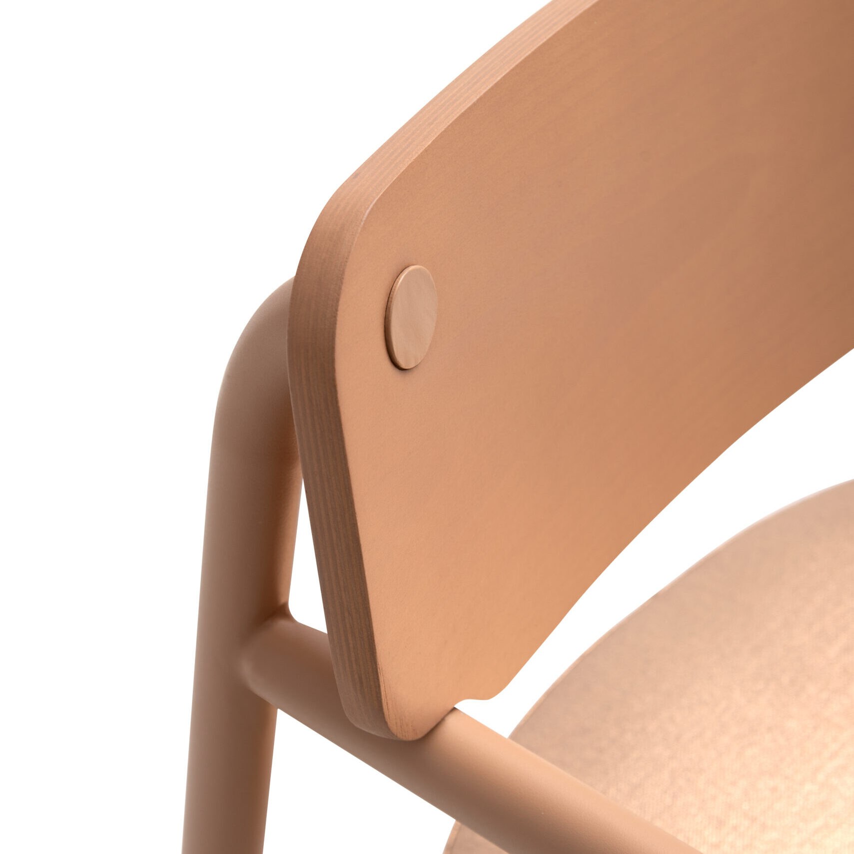 Chaise Alisa — vue d'angle, structure cintrée et assise rembourrée