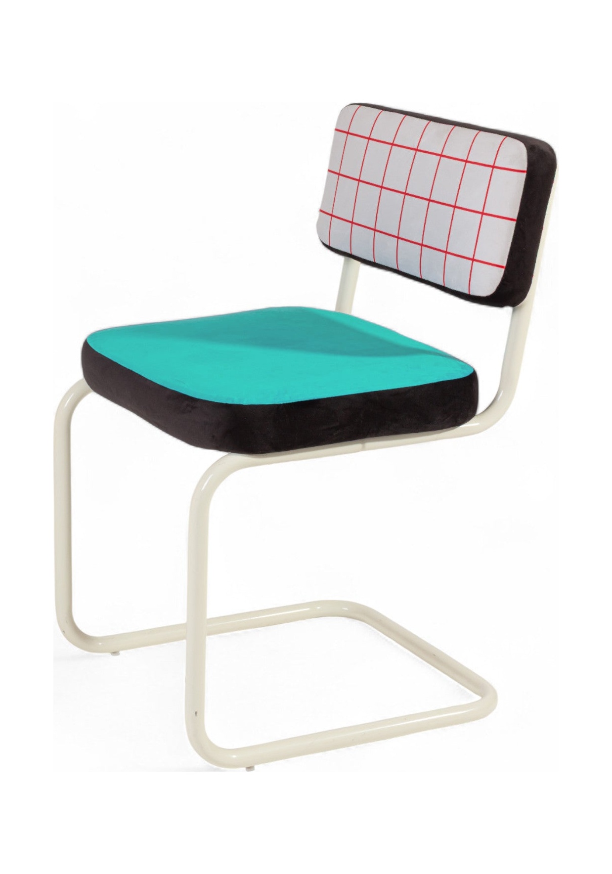 chaise colorée design red grid