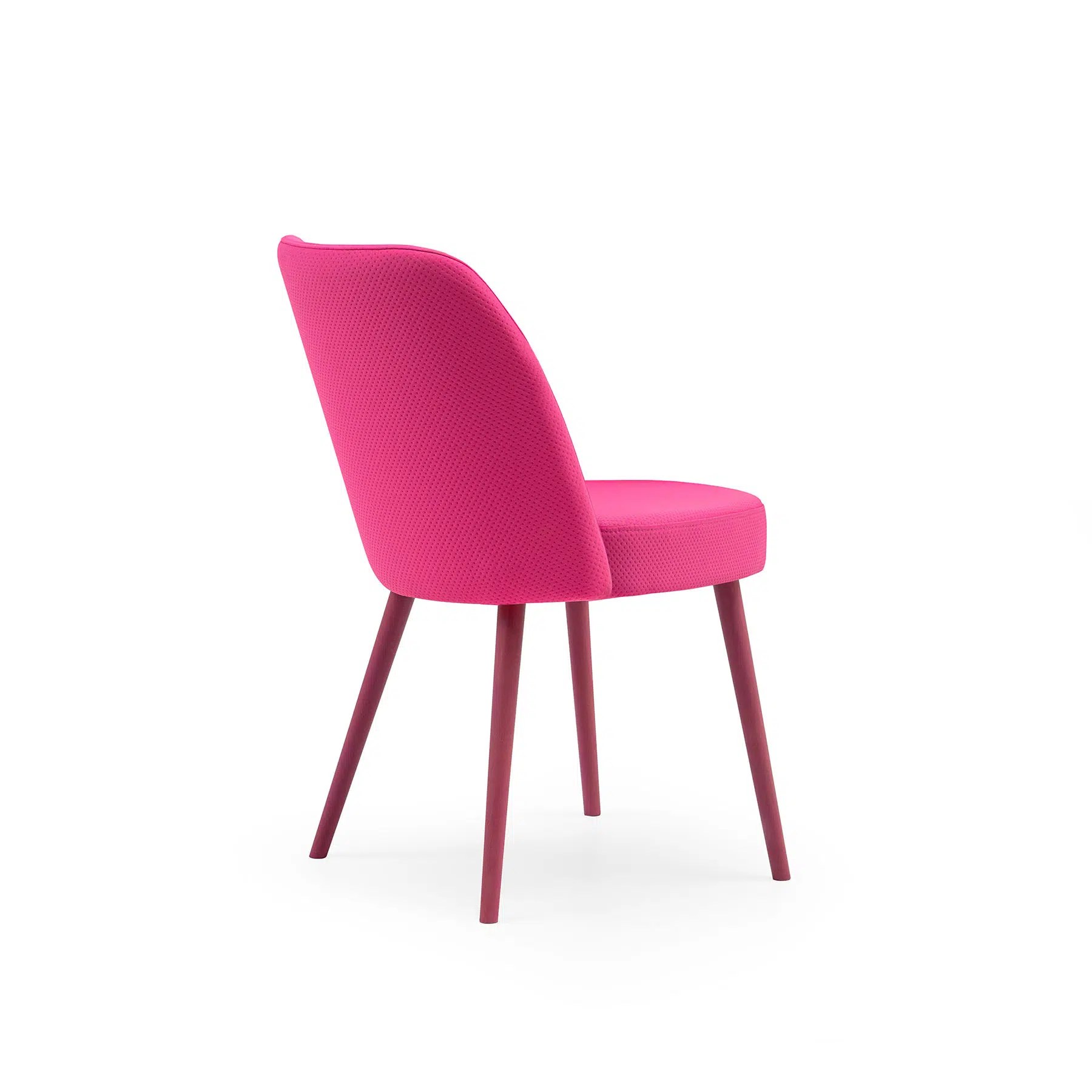 Chaise Tulip — vue d'angle, dossier courbe façon pétale