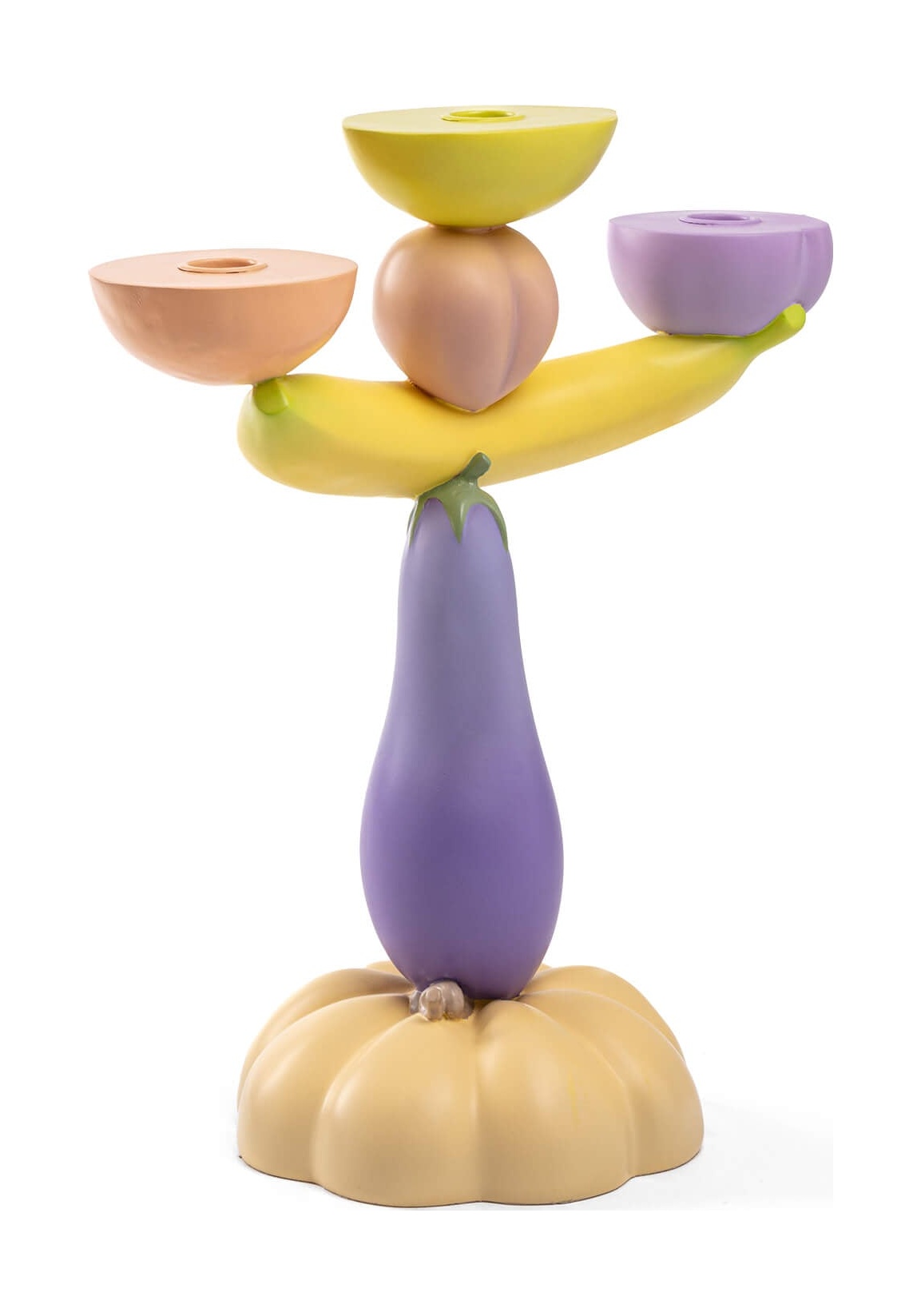 Chandelier Aubergine Vitamin 3 Bougies en Résine par Seletti détail chandelier aubergine design Vitamin Seletti