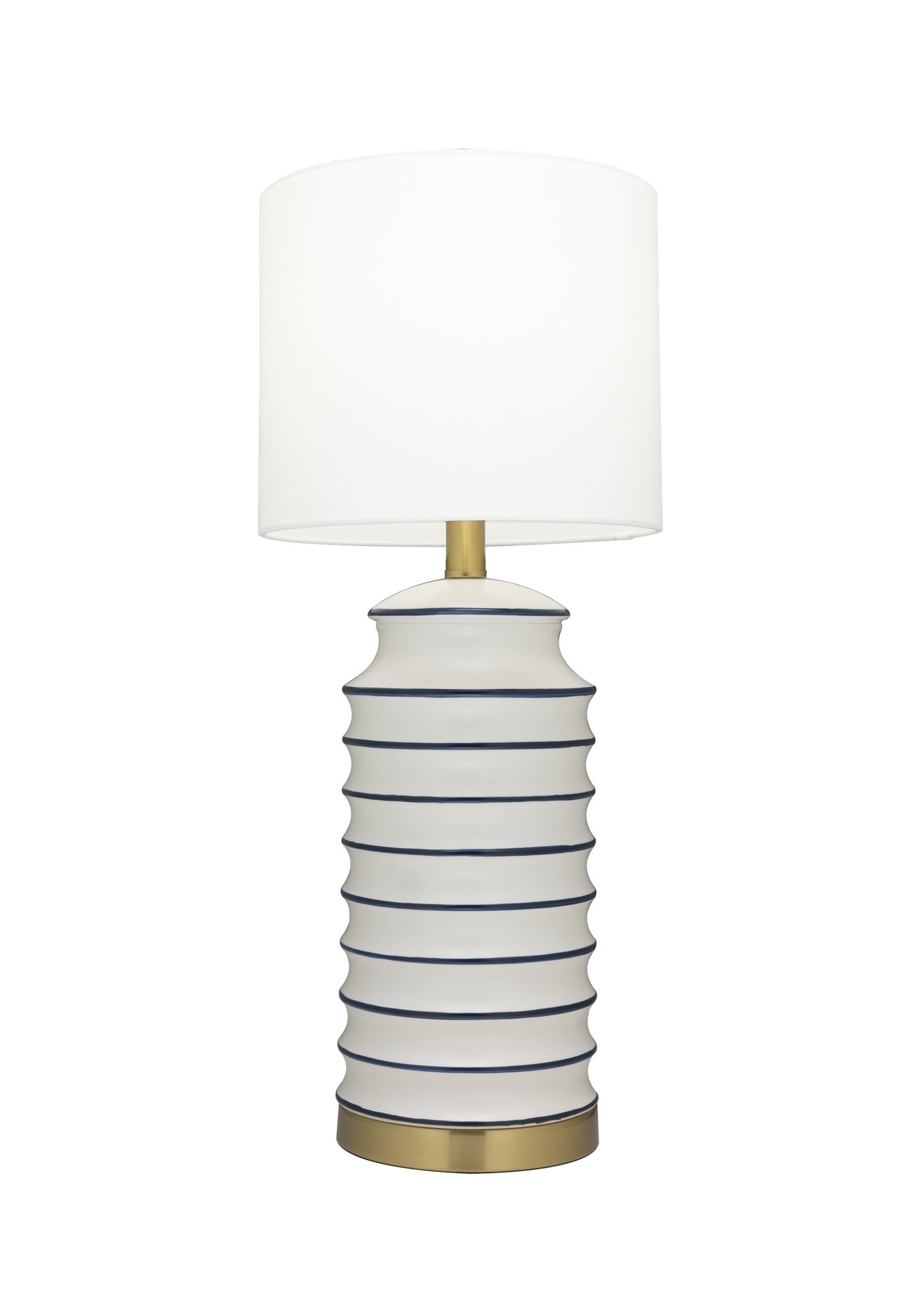 Lampe à Poser Coastal — Rayures Blanc et Laiton