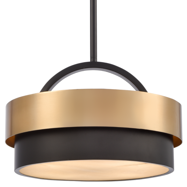 Luminaire laiton et cuivre : suspensions, appliques et lampes Suspension Coburg — Tambour Laiton et Noir en situation
