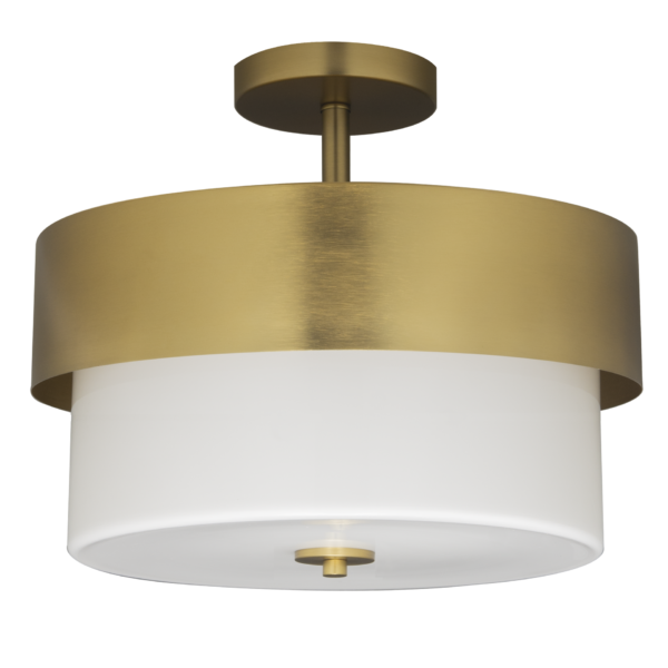Plafonnier Cork — Tambour Laiton et Verre en situation
