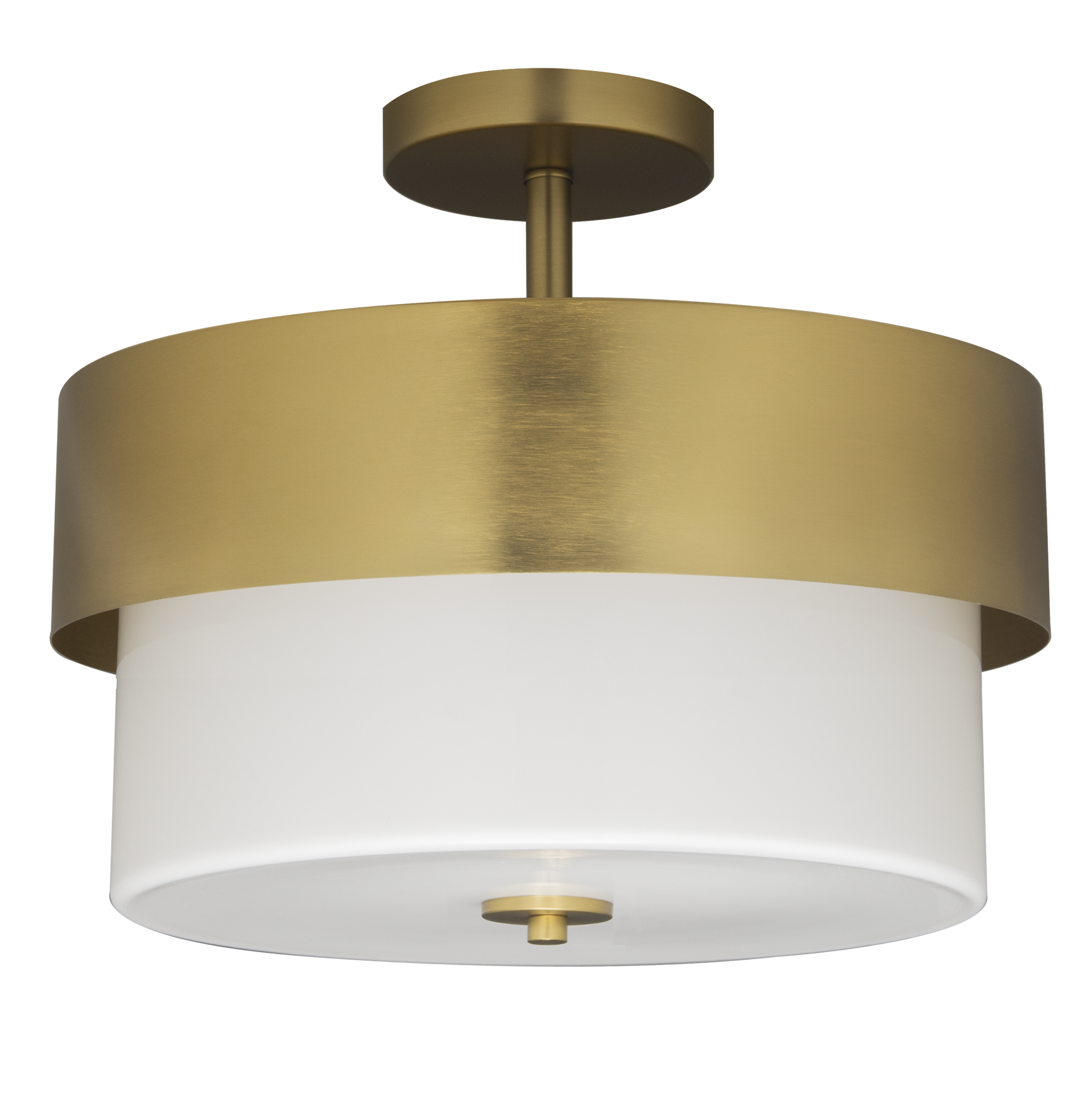 Plafonnier Cork — Tambour Laiton et Verre en situation