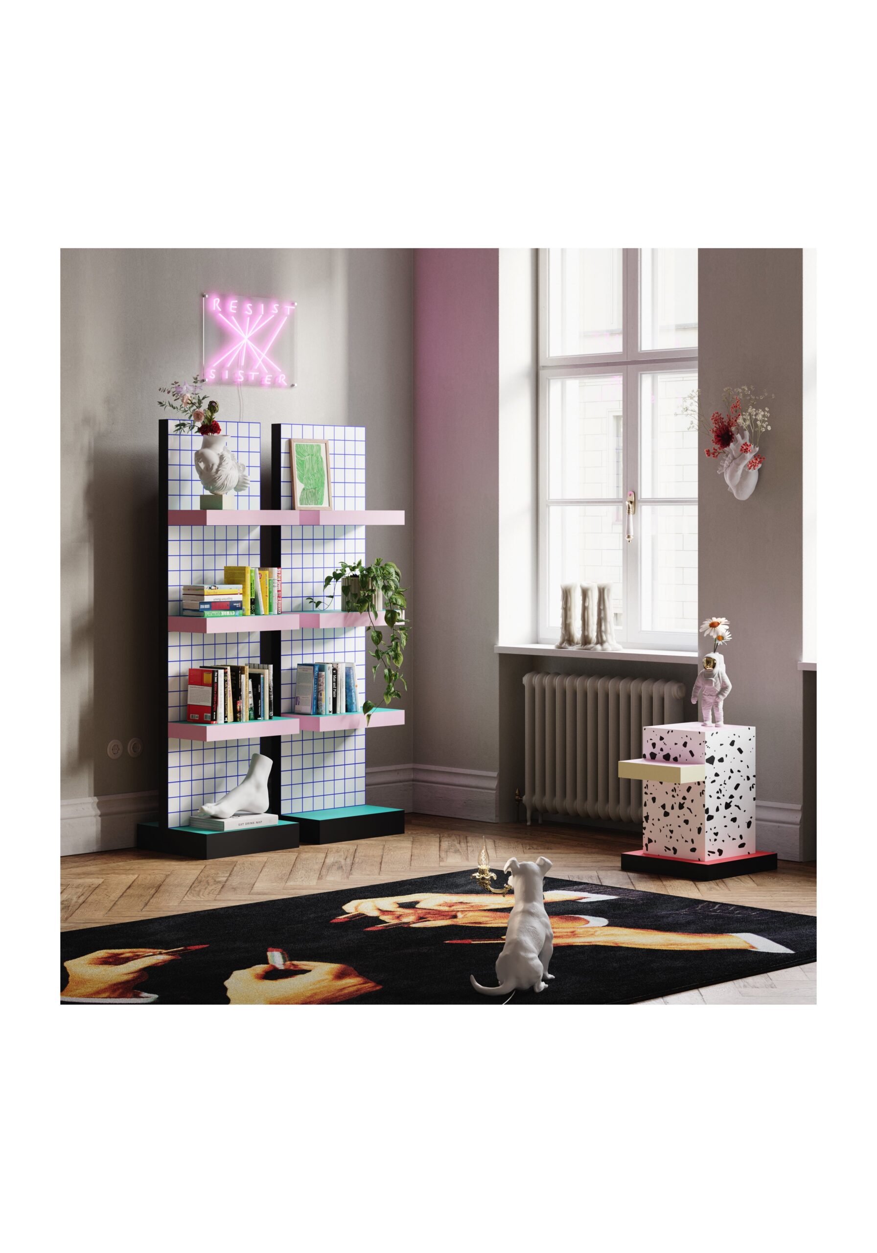 détail étagère vintage Super Terrazzo Seletti