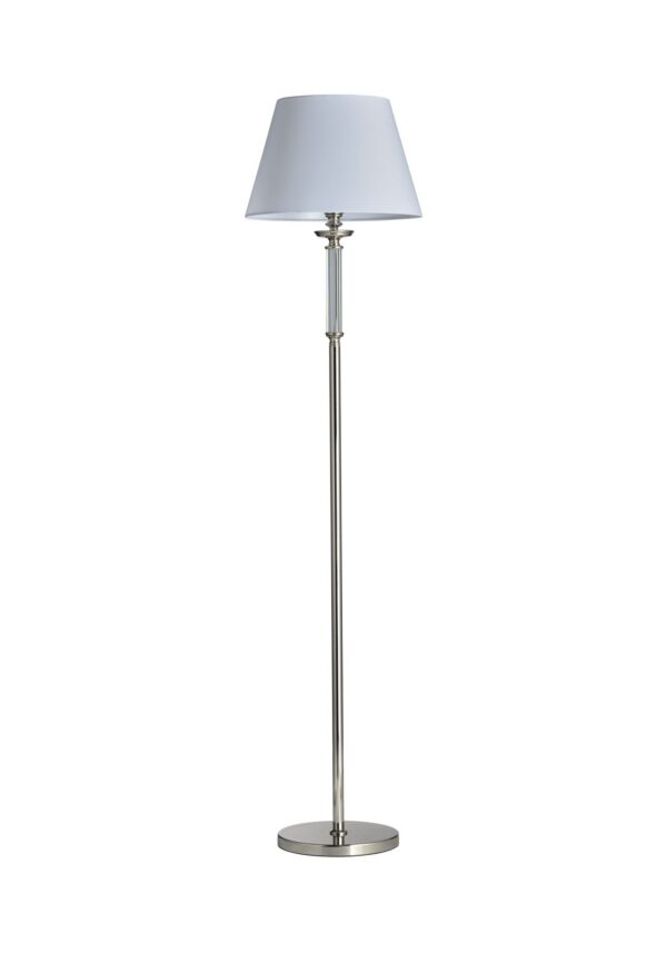 Lampadaire Siena — Nickel et Abat-Jour Blanc