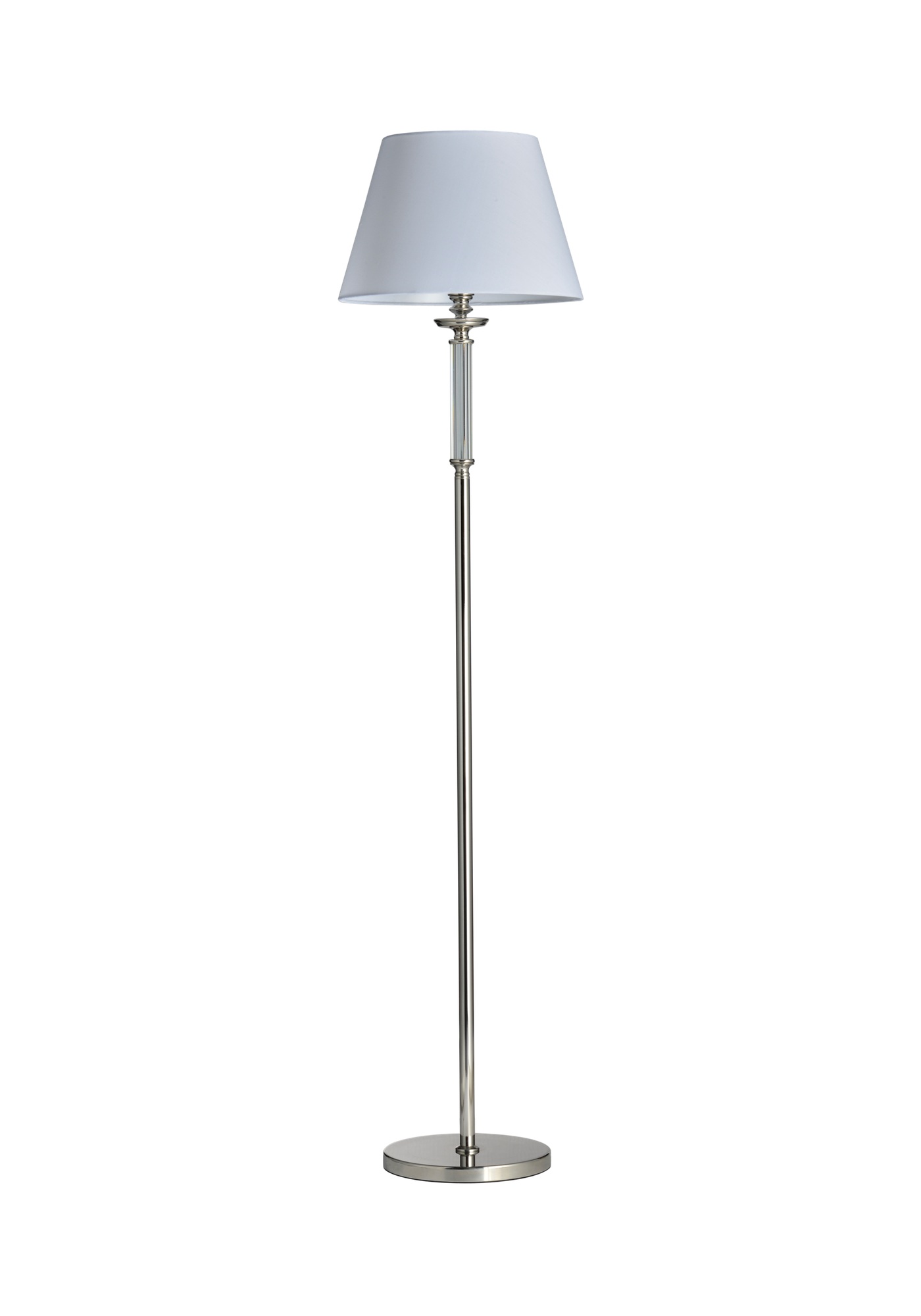 Lampadaire Siena — Nickel et Abat-Jour Blanc