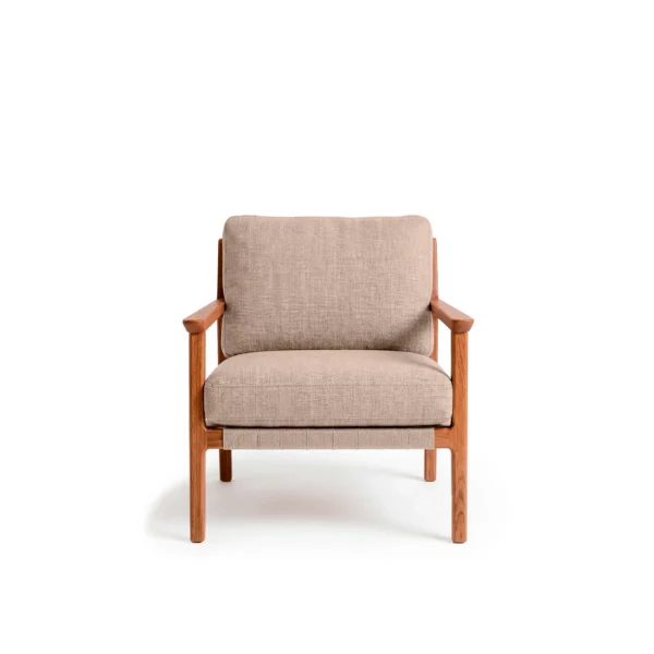 fauteuil lounge terrasse coussin capitonné bois