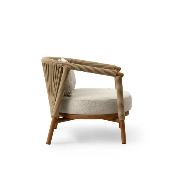 fauteuil lounge terrasse dossier courbe tressé - vue 2