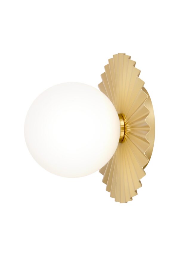 Luminaire laiton et cuivre : suspensions, appliques et lampes Applique Marbella — Éventail Laiton et Globe Blanc
