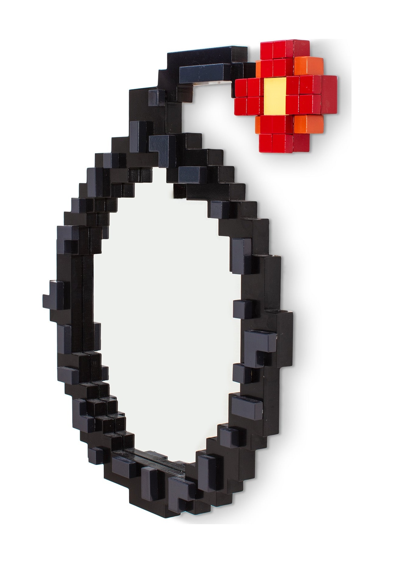 Miroir Mural Pixel Bombe en MDF Noir par Seletti détail miroir pixel bombe Seletti