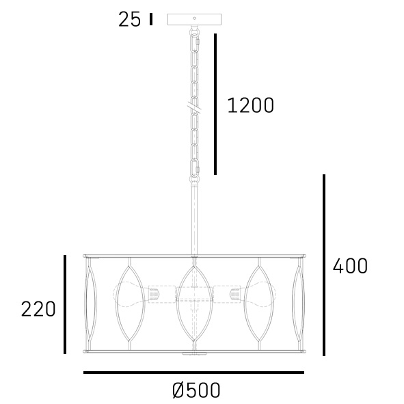 Suspension Norfolk — Tambour Ajouré Or Mat par Cosmolight Suspension Norfolk — Tambour Ajouré Or Mat en situation