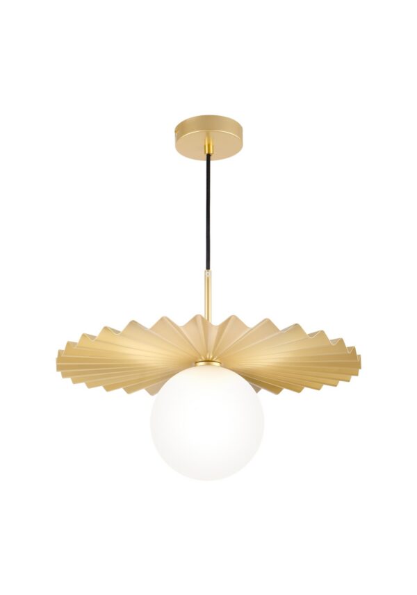 Luminaire laiton et cuivre : suspensions, appliques et lampes Suspension Marbella — Éventail Laiton et Globe Blanc