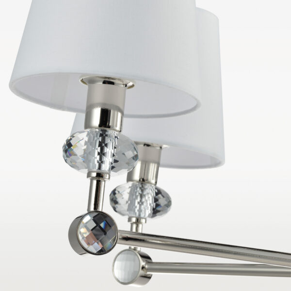 Lustre Doha — Bras Nickel et Abat-Jours Blancs en situation