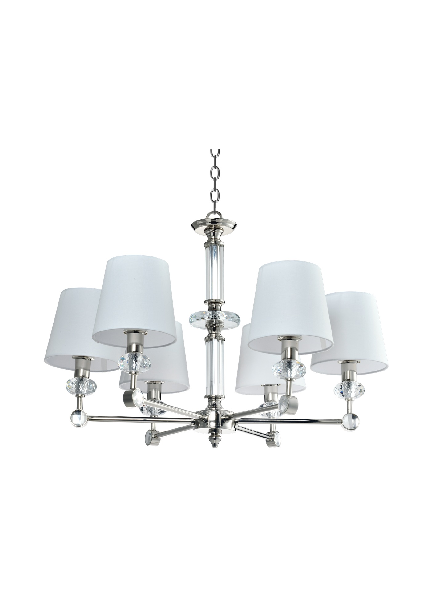 Lustre Doha — Bras Nickel et Abat-Jours Blancs