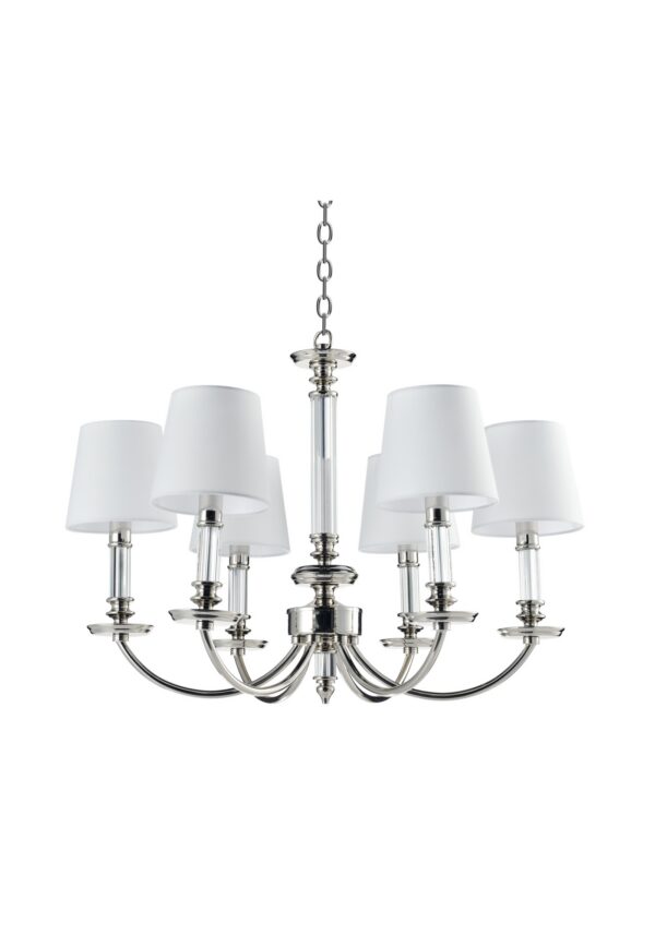 Lustre Siena — Bras Nickel et Abat-Jours Blancs