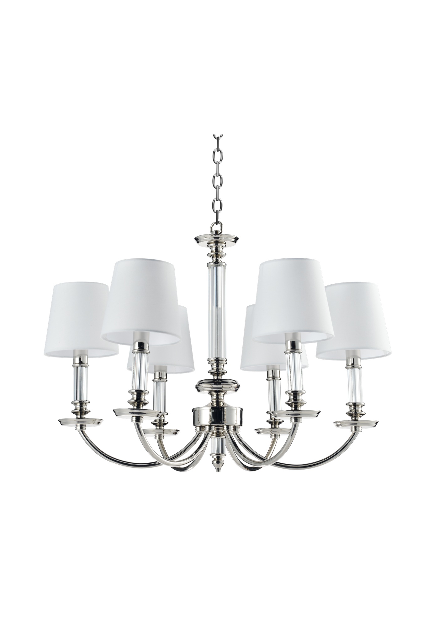 Lustre Siena — Bras Nickel et Abat-Jours Blancs