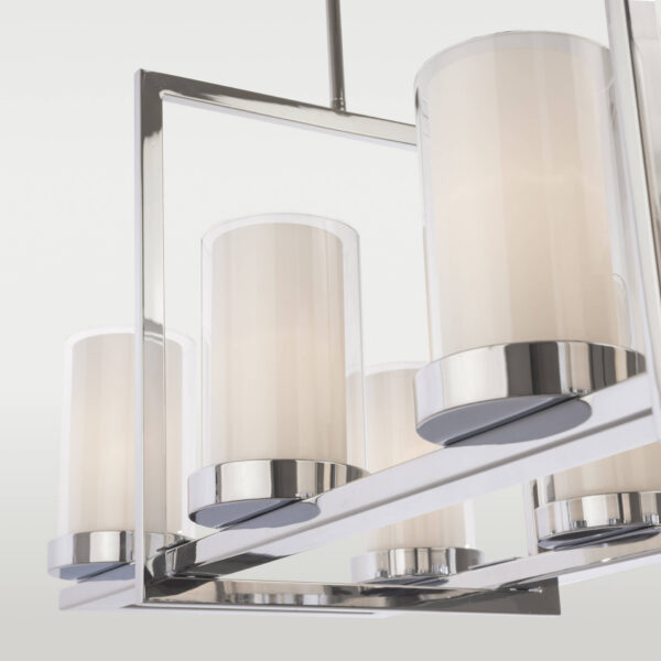 Lustre Miami — Îlot Rectangulaire Chromé en situation