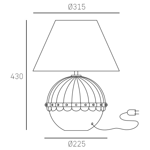 Lampe à Poser Pralines — Globe Cannelé et Bande Dorée par Cosmolight Lampe à Poser Pralines — Globe Cannelé et Bande Dorée en situation
