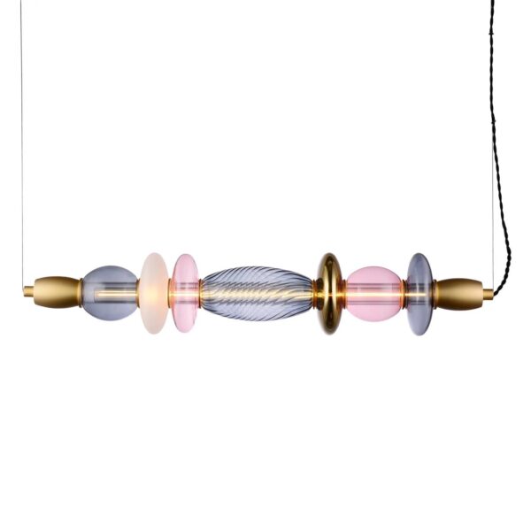 suspension horizontale Léonor Elements Lighting rose fumée doré