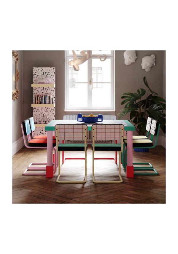 détail table carrée vintage Super Blue Stripes Seletti