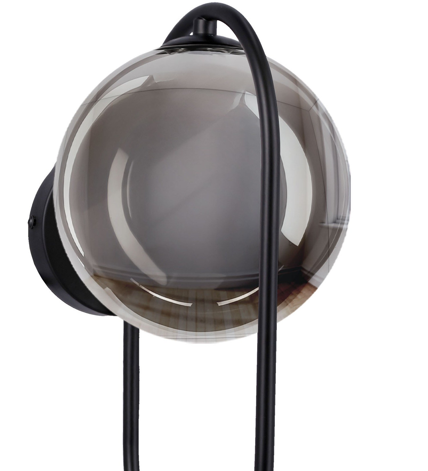 Applique murale à anneau noir et globe en verre fumé, G9, 32 cm applique anneau noir globe fumé vue rapprochee de l anneau