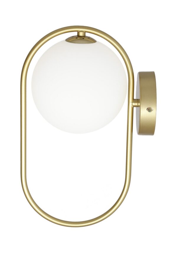 applique anneau ovale globe opale laiton sur fond blanc