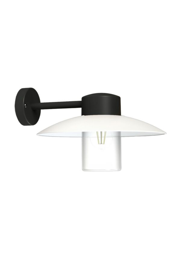 applique Aubanne en aluminium gris anthracite avec verre clair, rendu sur fond blanc