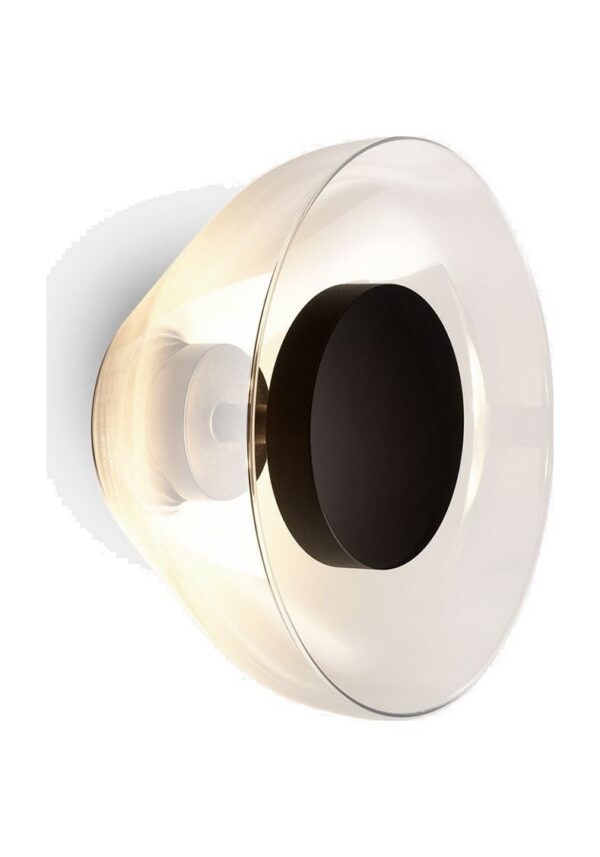 Applique Aura Marset verre transparent fumé, structure noire