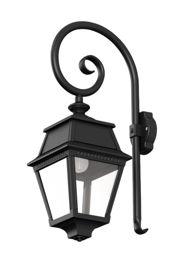 applique Avenue 2 version crosse en aluminium noir foncé avec verre clair, rendu sur fond blanc