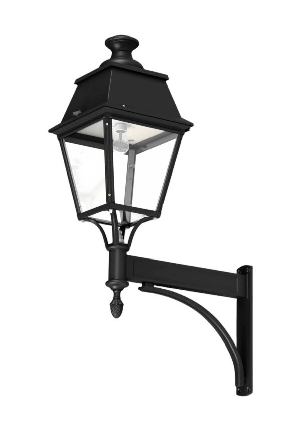 applique Avenue 4 version montante en aluminium noir foncé avec diffuseur clair, rendu sur fond blanc
