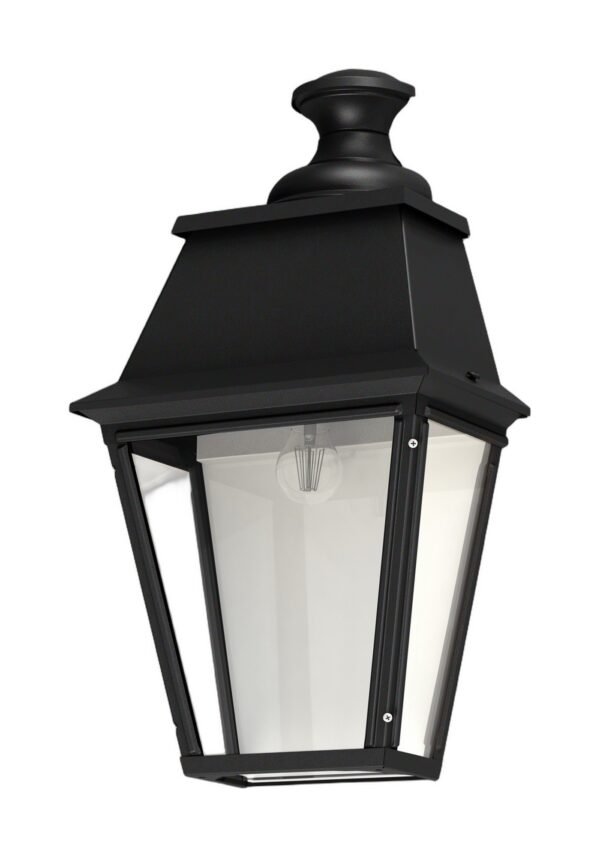 applique Avenue 4 version plaquée en aluminium noir foncé avec diffuseur clair, rendu sur fond blanc