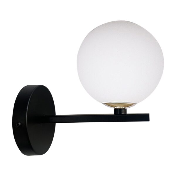 applique boule opale G9 version noire sur fond blanc