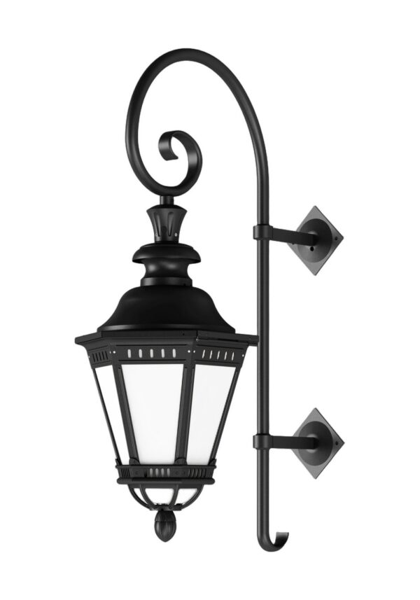 applique Citadelle crosse en aluminium noir foncé, rendu sur fond blanc