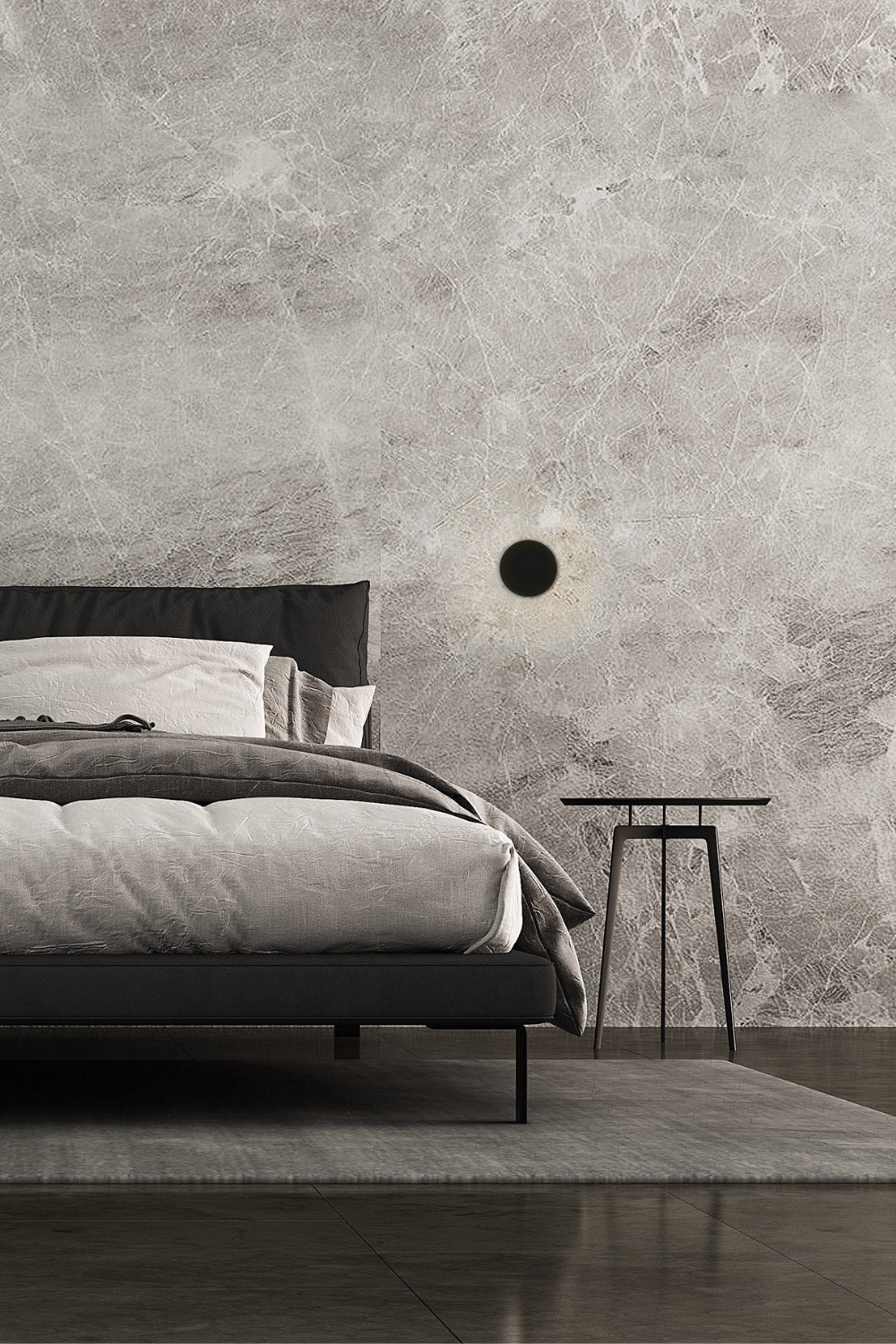 Applique Dot Wall W120 LED en aluminium par Antidark applique Dot Wall W120 Antidark noire au mur d'une chambre