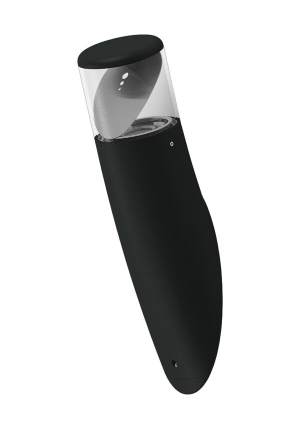 applique extérieure Bamboo en aluminium gris anthracite avec diffuseur clair, rendu sur fond blanc
