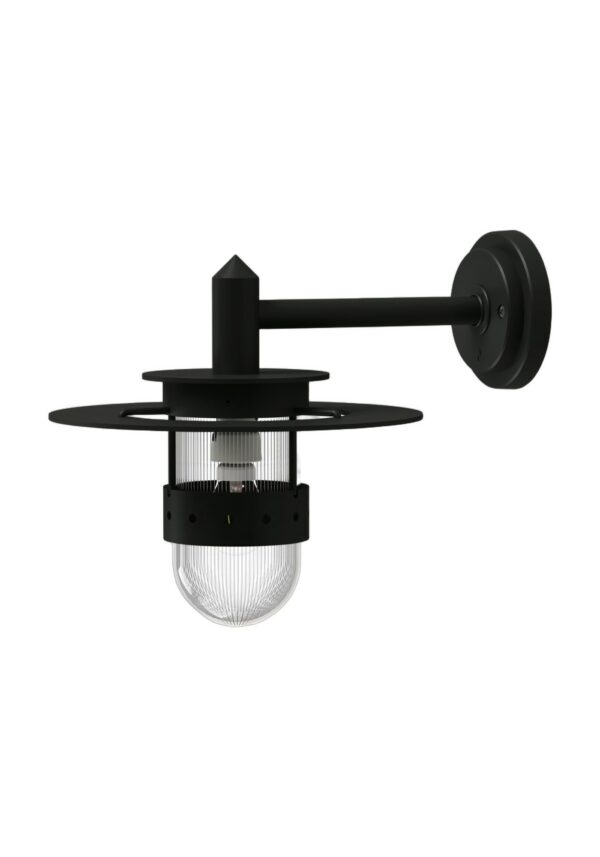 applique extérieure Kent en aluminium gris anthracite avec verre clair, rendu sur fond blanc