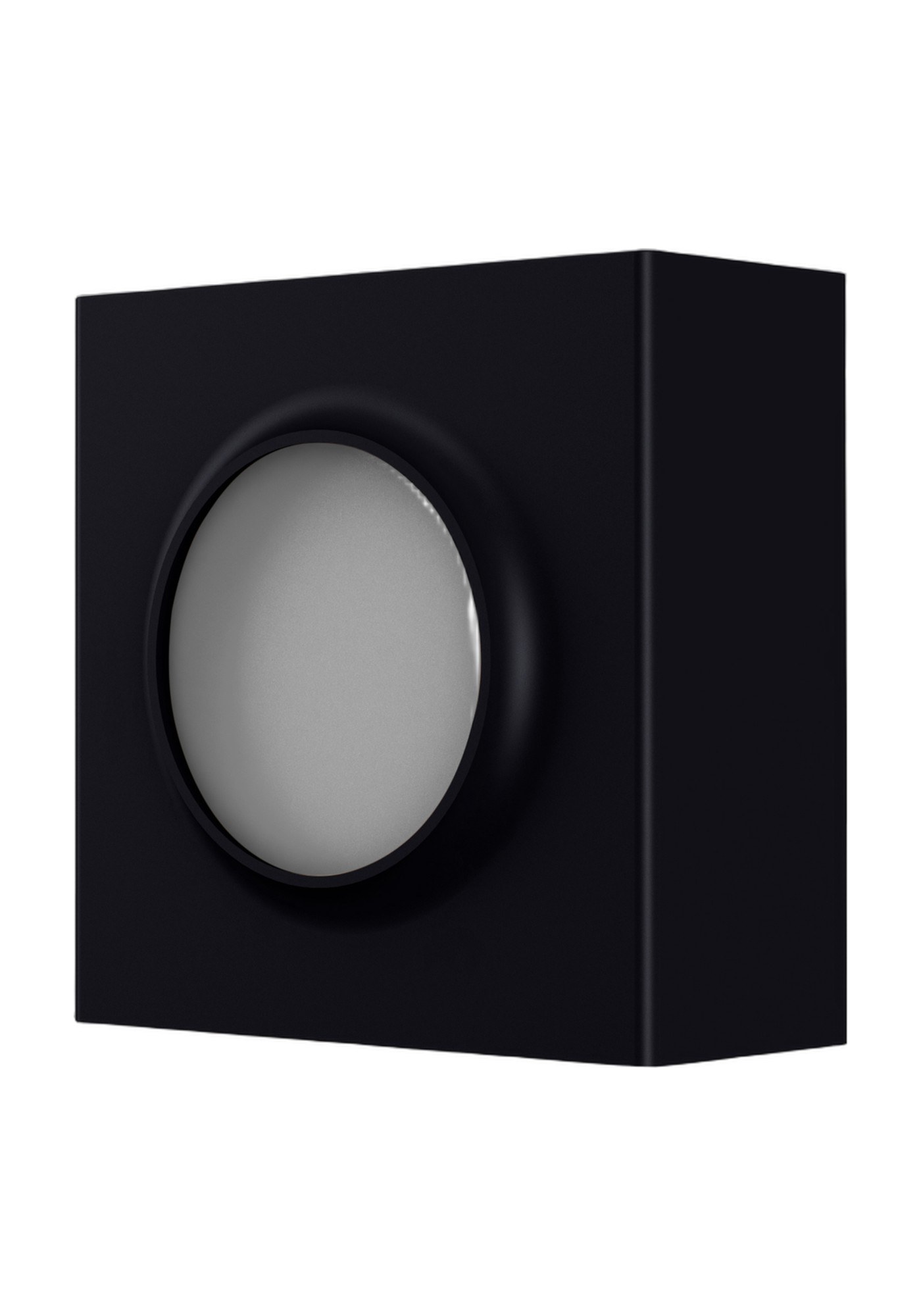Applique extérieure Klint LED up and down par Roger Pradier applique extérieure Klint modèle cercle lumineux en aluminium noir velours, rendu sur fond blanc