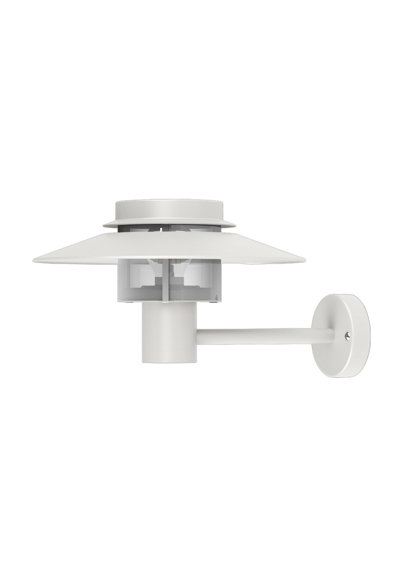 Applique Kerlouan par Roger Pradier, lanterne à chapeau en aluminium applique Kerlouan en aluminium blanc, rendu sur fond blanc