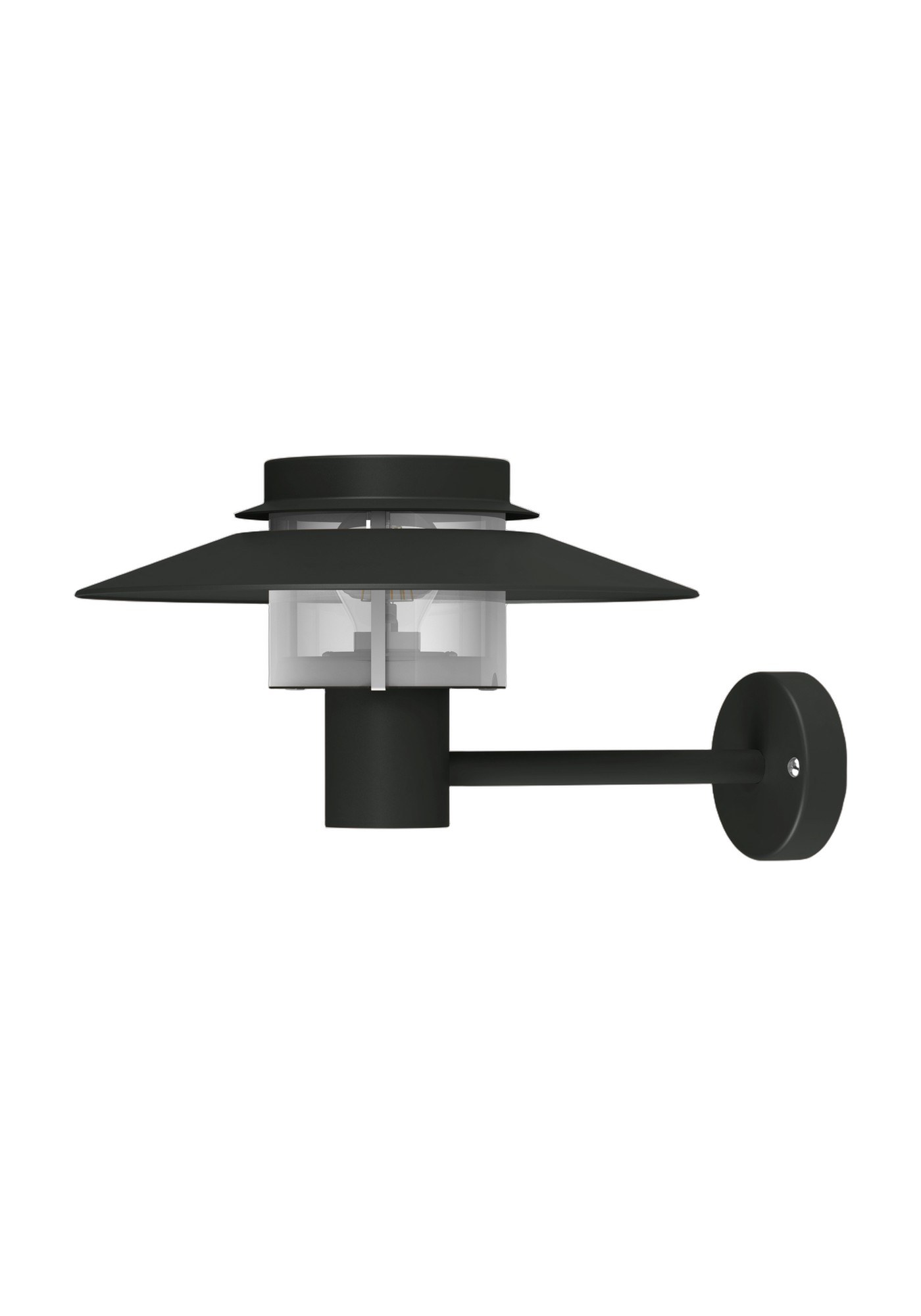 Applique Kerlouan par Roger Pradier, lanterne à chapeau en aluminium applique Kerlouan en aluminium gris anthracite avec diffuseur polycarbonate clair, rendu sur fond blanc