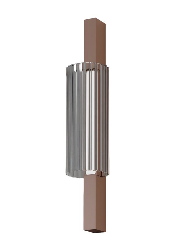 Applique Lirra LED 40 cm en verre côtelé, finition Dark Coffee