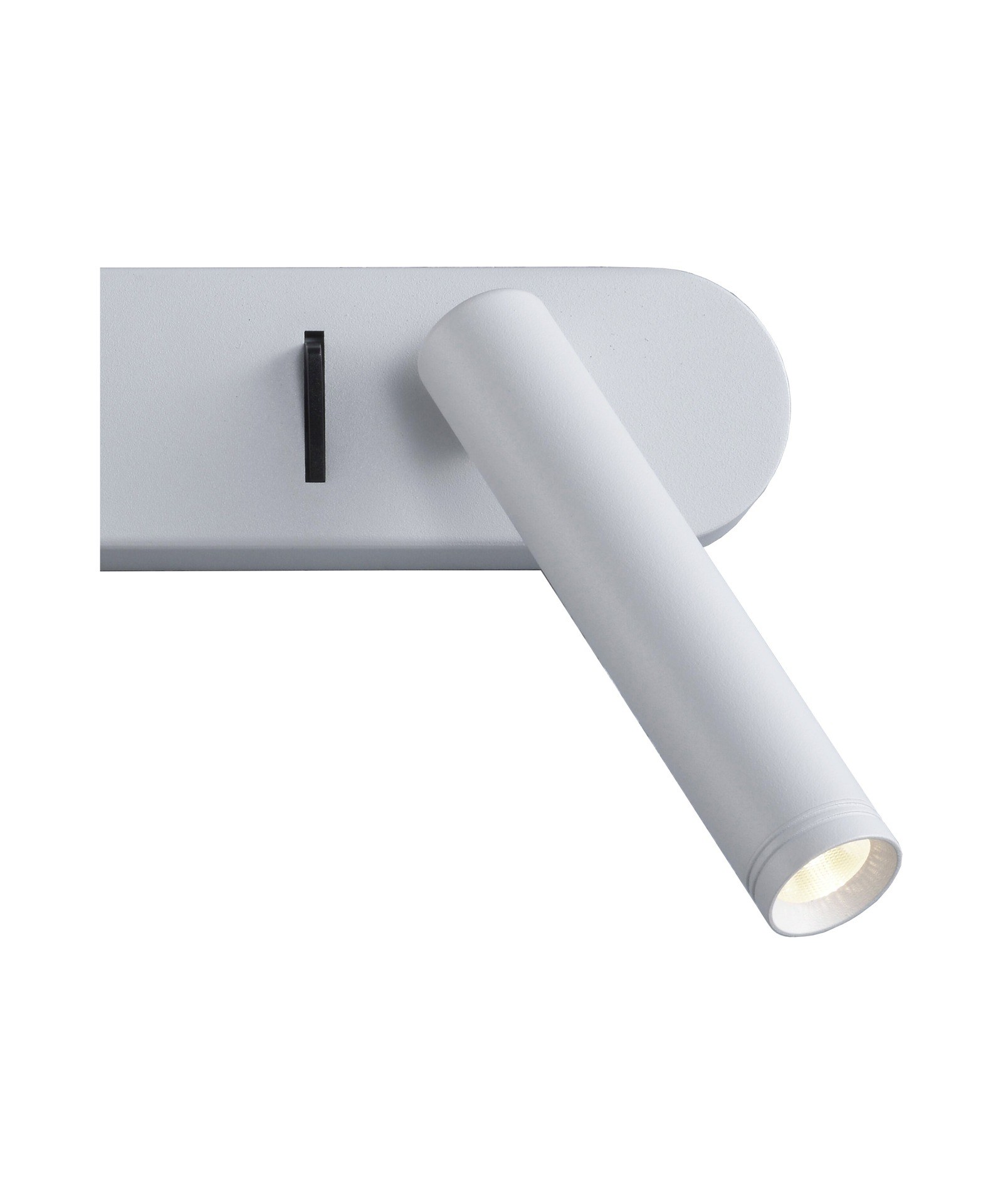 Applique liseuse Point Wall LED à 2 spots par Antidark applique liseuse Point Wall Antidark blanche, détail du spot et de l'interrupteur