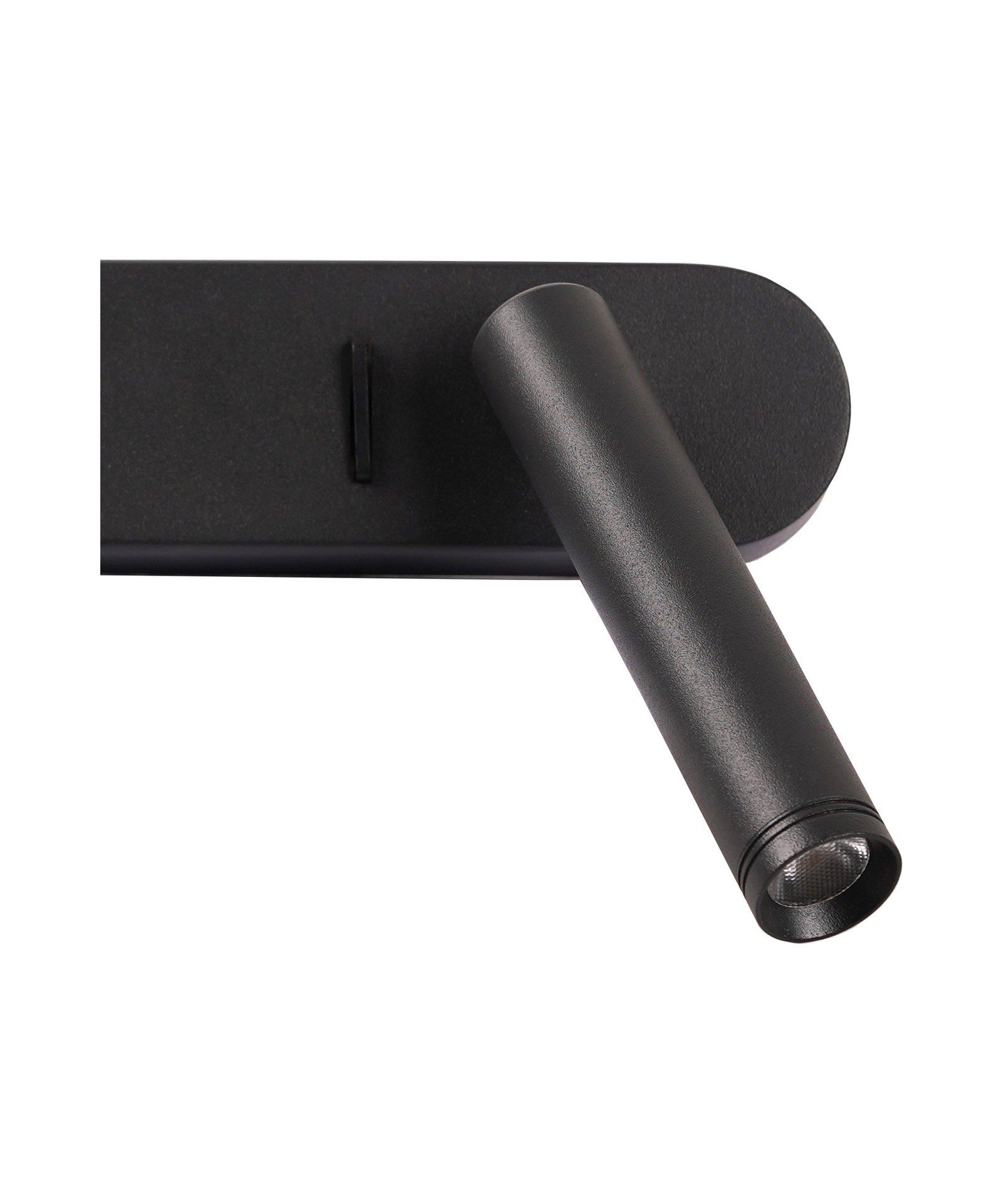 Applique liseuse Point Wall LED à 2 spots par Antidark applique liseuse Point Wall Antidark noire, détail du spot et de l'interrupteur