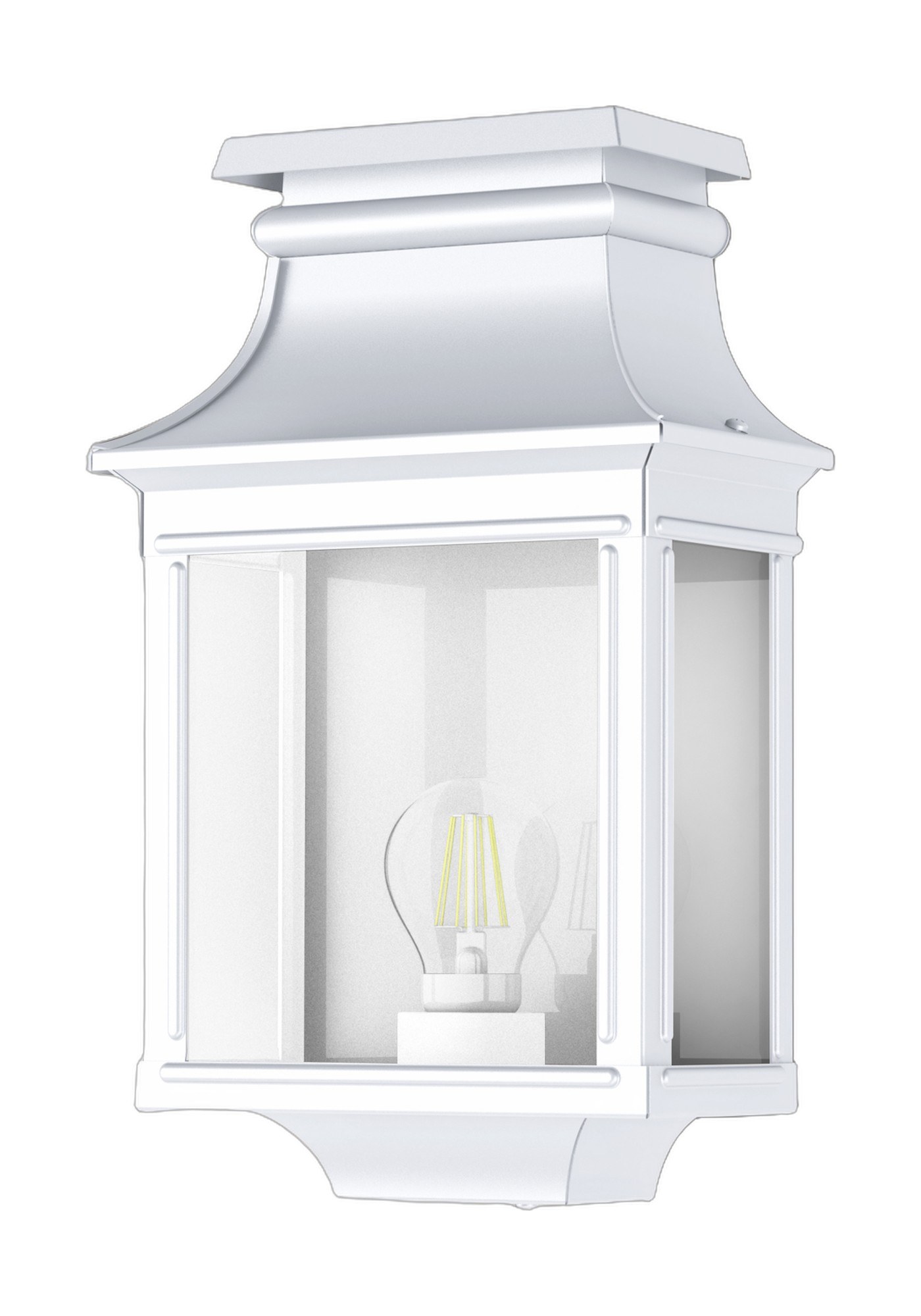 Applique lanterne Louis Philippe 1 en aluminium par Roger Pradier applique Louis Philippe 1 en aluminium blanc, rendu sur fond blanc