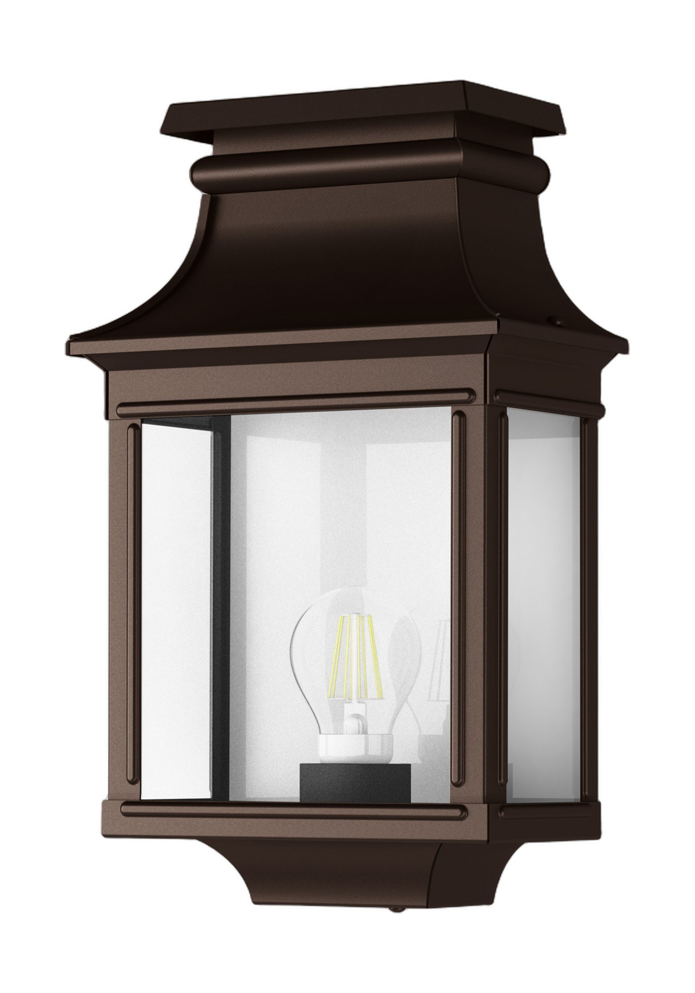 Applique lanterne Louis Philippe 1 en aluminium par Roger Pradier applique Louis Philippe 1 en aluminium teinte rouille, rendu sur fond blanc