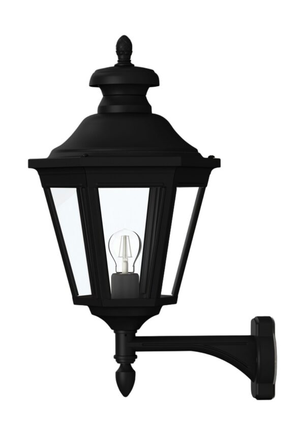 applique Louis XIII montante en aluminium noir foncé, rendu sur fond blanc